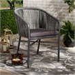 Bowery Hill Grey Finished Rope and Metal Outdoor Dining Chair