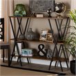 Bowery Hill Walnut Brown Finished Wood and Black Finished Metal Console Table
