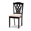 Bowery Hill Sand Upholstered and Brown Finished Wood 7-Piece Dining Set