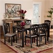Bowery Hill Sand Upholstered and Brown Finished Wood 7-Piece Dining Set