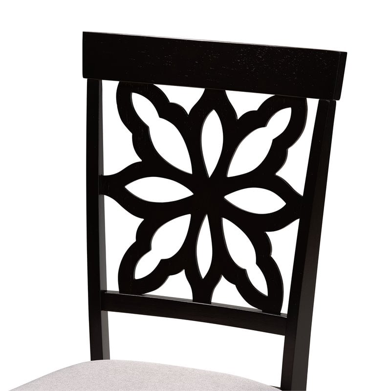 Bowery Hill Grey Upholstered and Brown Finished Wood 7-Piece Dining Set