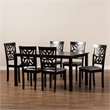 Bowery Hill Grey Upholstered and Brown Finished Wood 7-Piece Dining Set