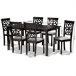 Bowery Hill Grey Upholstered and Brown Finished Wood 7-Piece Dining Set