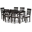 Bowery Hill Grey Upholstered and Brown Finished Wood 7-Piece Dining Set