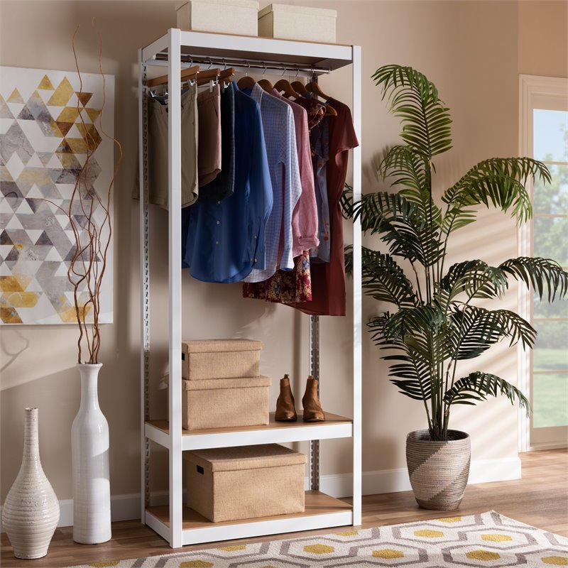 Bowery Hill Modern White Finished 3-Shelf Free-Standing Closet Storage Organizer