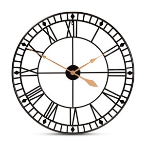 bowery hill contemporary black and gold finished metal wall clock