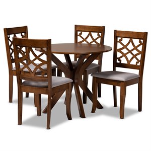 Bowery Hill Walnut Brown Wood 5-Piece Dining Set with X Shaped Table Legs