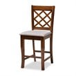 Bowery Hill Grey Fabric Walnut Brown Finished 5-Piece Wood Pub Set