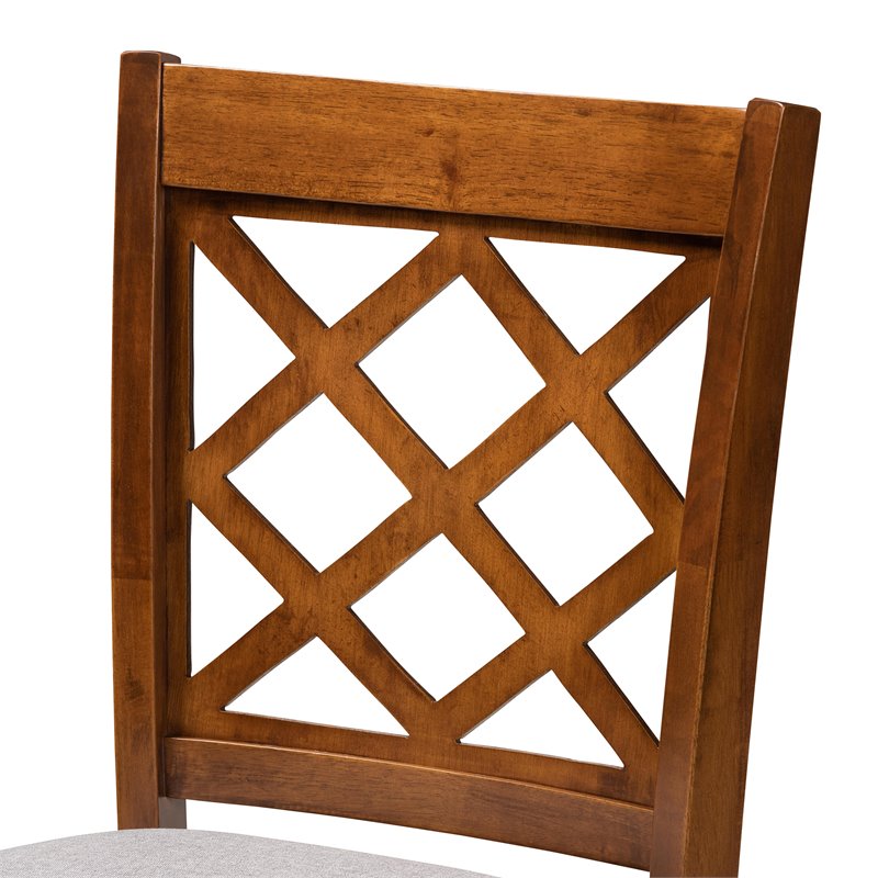 Bowery Hill Grey Fabric Walnut Brown Finished 5-Piece Wood Pub Set