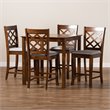 Bowery Hill Grey Fabric Walnut Brown Finished 5-Piece Wood Pub Set