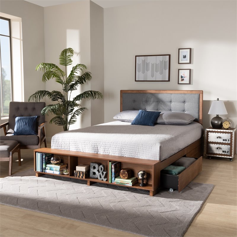 Bowery Hill Brown Finished Wood 4-Drawer King Size Platform Storage Bed