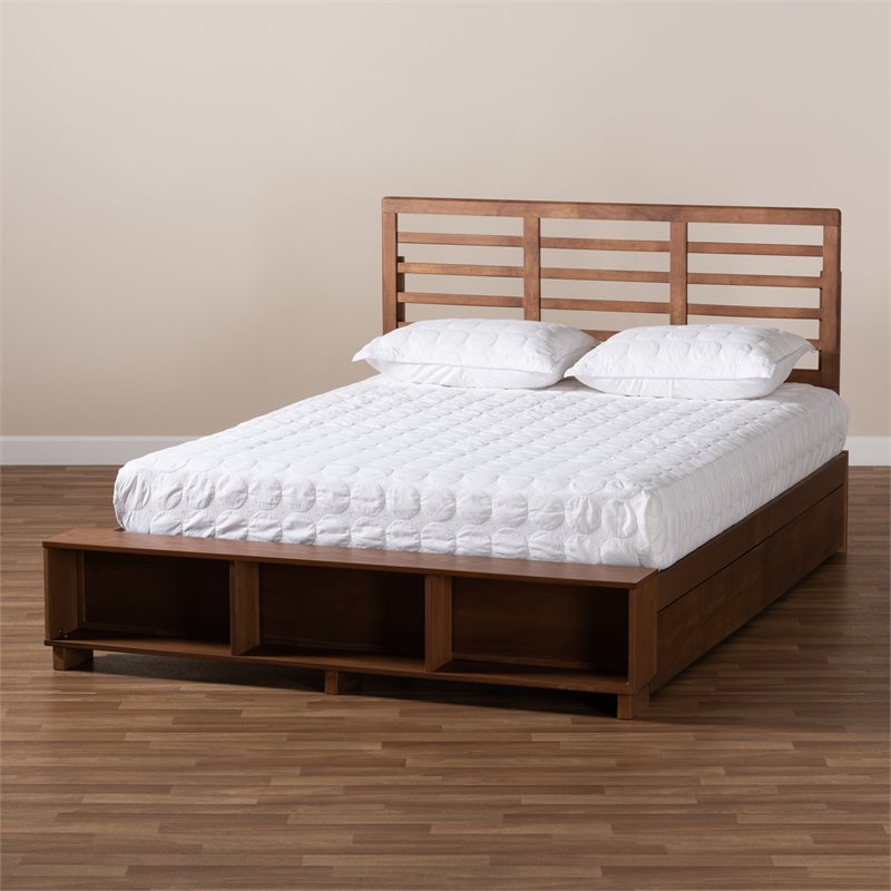 Bowery Hill Modern 4-Drawer Wood King Size Platform Storage Bed in Ash Walnut