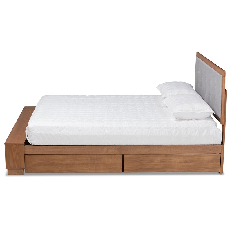 Bowery Hill Brown Finished Wood 4-Drawer Queen Size Platform Storage Bed
