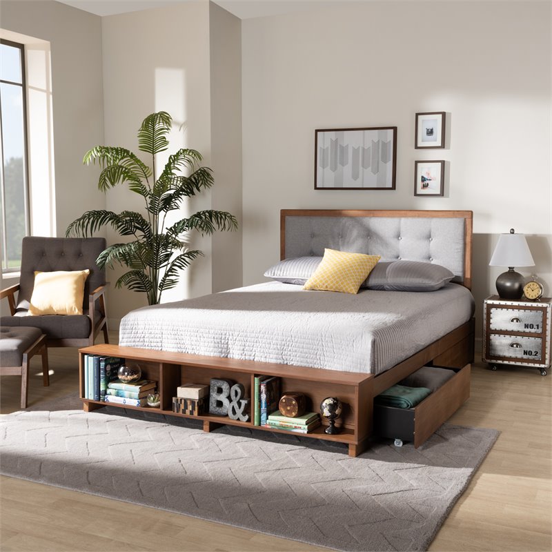 Bowery Hill Brown Finished Wood 4-Drawer King Size Platform Storage Bed
