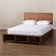 Bowery Hill Brown Wood Queen Size 4-Drawer Platform Storage Bed with Shelves