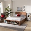 Bowery Hill Brown Wood Queen Size 4-Drawer Platform Storage Bed with Shelves