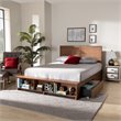 Bowery Hill Brown Wood Queen Size 4-Drawer Platform Storage Bed with Shelves
