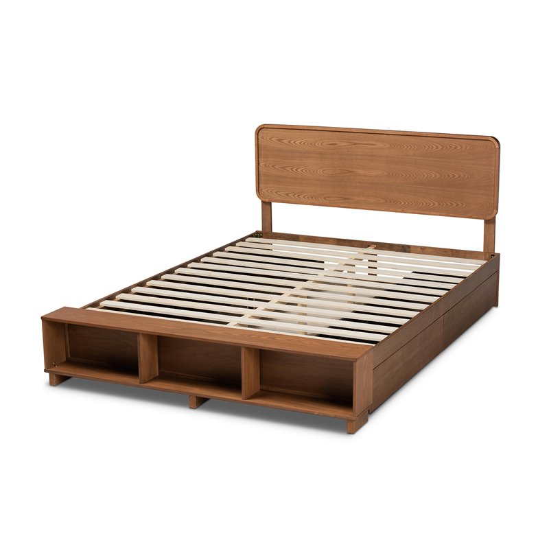 Bowery Hill Modern 4 Drawers Wood King Size Platform Storage Bed in Ash Walnut