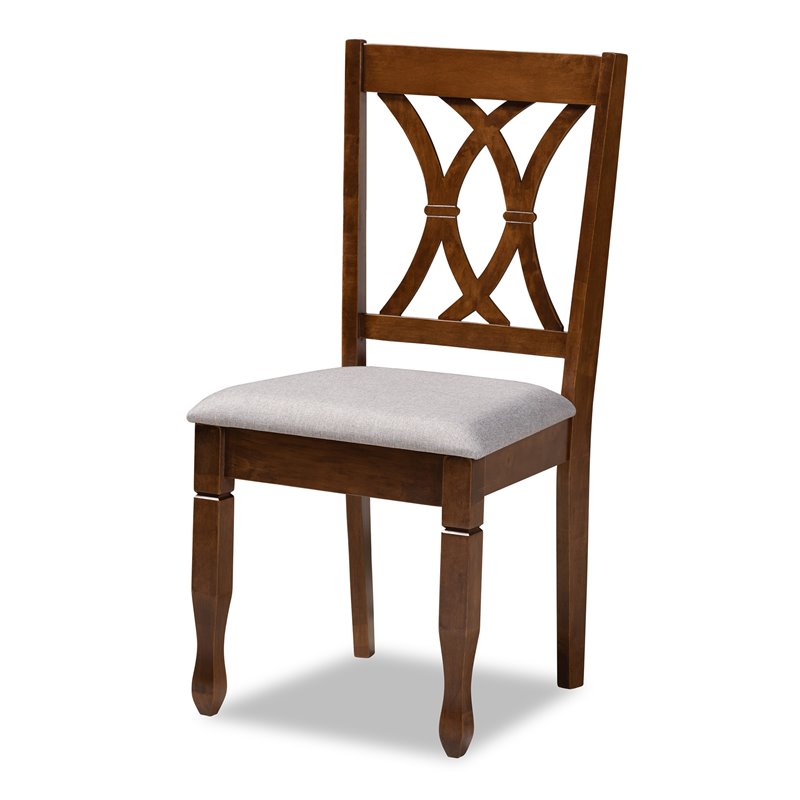 Bowery Hill Upholstered and Walnut Brown Finished Wood 5-Piece Dining Set