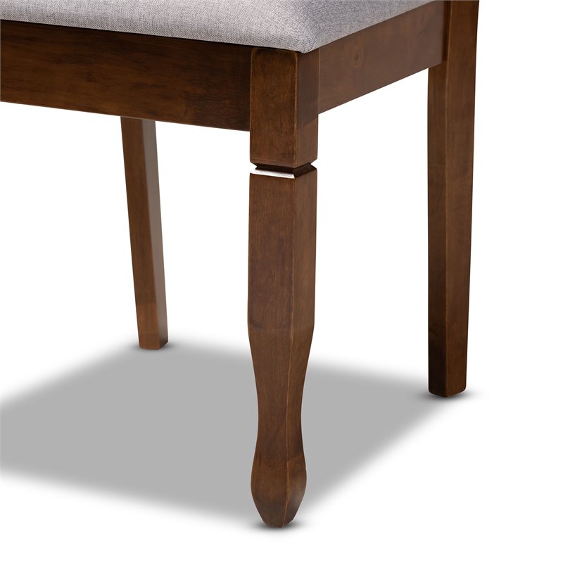 Bowery Hill Upholstered and Walnut Brown Finished Wood 5-Piece Dining Set