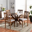 Bowery Hill Upholstered and Walnut Brown Finished Wood 5-Piece Dining Set