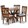 Bowery Hill Upholstered and Walnut Brown Finished Wood 5-Piece Dining Set