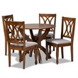 Bowery Hill Upholstered and Walnut Brown Finished Wood 5-Piece Dining Set