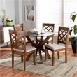 Bowery Hill Upholstered and Walnut Brown Finished Wood 5-Piece Dining Set