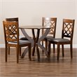 Bowery Hill Upholstered and Walnut Brown Finished Wood 5-Piece Dining Set