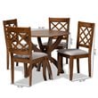 Bowery Hill Upholstered and Walnut Brown Finished Wood 5-Piece Dining Set