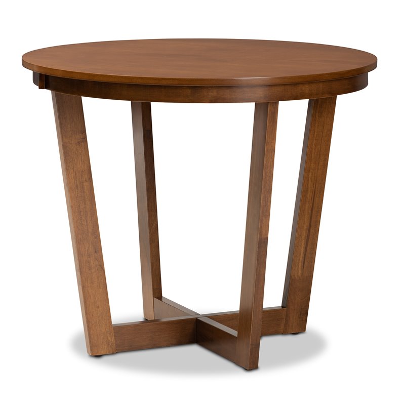 Bowery Hill Upholstered and Walnut Brown Finished Wood 5-Piece Dining Set