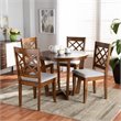 Bowery Hill Upholstered and Walnut Brown Finished Wood 5-Piece Dining Set