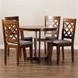 Bowery Hill Upholstered and Walnut Brown Finished Wood 5-Piece Dining Set