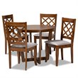 Bowery Hill Upholstered and Walnut Brown Finished Wood 5-Piece Dining Set