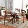 Bowery Hill Upholstered and Walnut Brown Finished Wood 5-Piece Dining Set