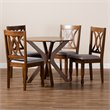 Bowery Hill Upholstered and Walnut Brown Finished Wood 5-Piece Dining Set