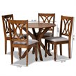 Bowery Hill Upholstered and Walnut Brown Finished Wood 5-Piece Dining Set