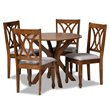 Bowery Hill Upholstered and Walnut Brown Finished Wood 5-Piece Dining Set