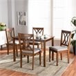 Bowery Hill Upholstered and Walnut Brown Finished Wood 5-Piece Dining Set