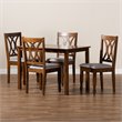 Bowery Hill Upholstered and Walnut Brown Finished Wood 5-Piece Dining Set