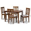 Bowery Hill Upholstered and Walnut Brown Finished Wood 5-Piece Dining Set