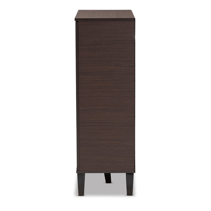 Bowery Hill Two-Tone Dark Brown and Grey Finished Wood 1-Door Shoe Cabinet