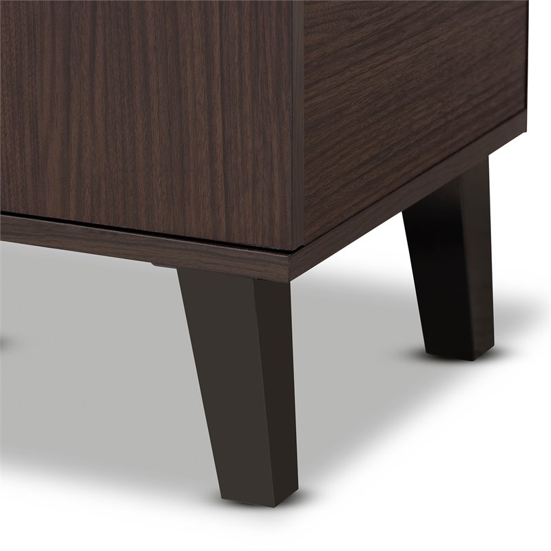 Bowery Hill Two-Tone Dark Brown and Grey Finished Wood 1-Door Shoe Cabinet