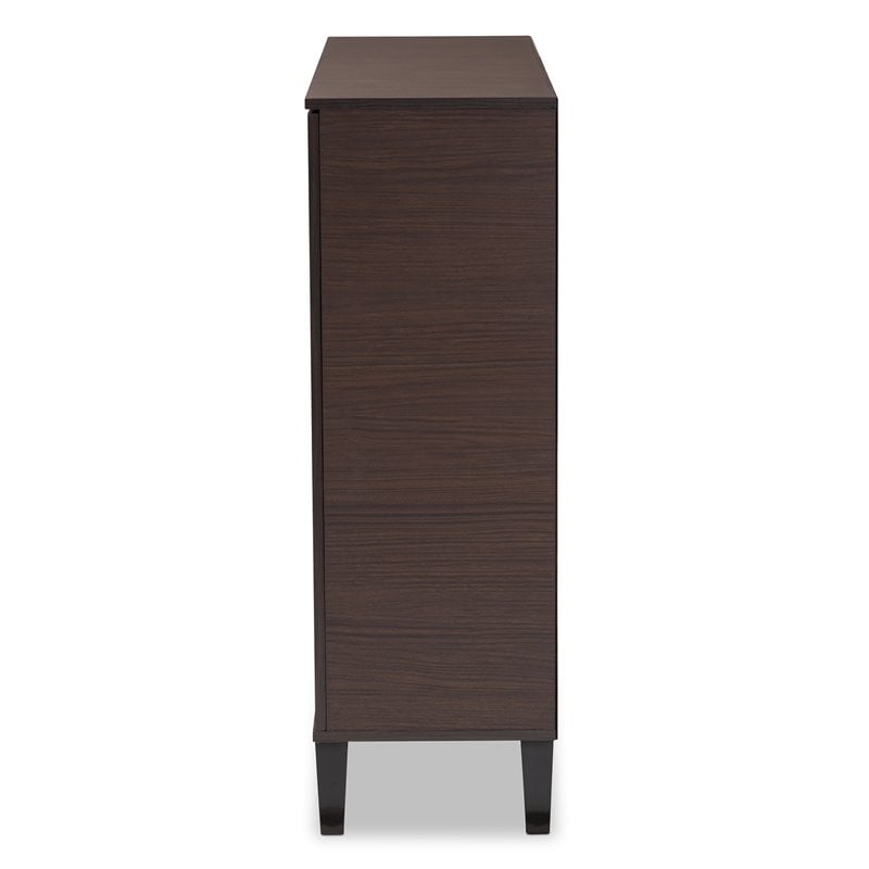 Bowery Hill Two-Tone Dark Brown and Grey Finished Wood 2-Door Shoe Cabinet