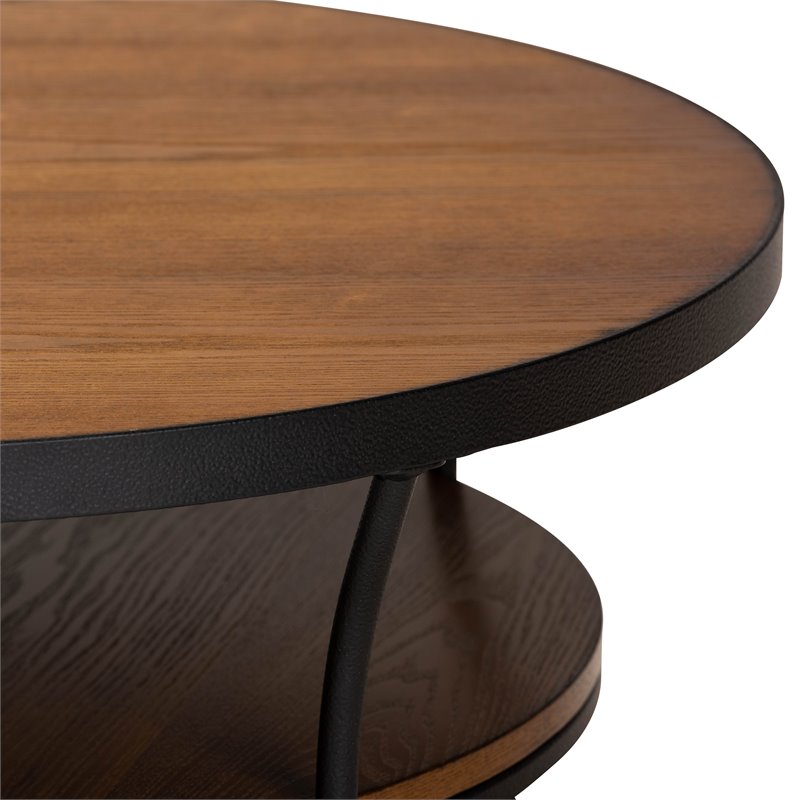 Bowery Hill Brown Finished Wood and Black Finished Metal 1-Shelf Coffee Table