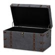 Bowery Hill Transitional Grey Fabric Upholstered Storage Trunk Ottoman