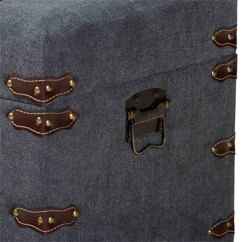 Bowery Hill Transitional Grey Fabric Upholstered Storage Trunk Ottoman