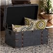 Bowery Hill Transitional Grey Fabric Upholstered Storage Trunk Ottoman