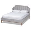 Bowery Hill Contemporary King Size Light Gray Velvet Wingback Platform Bed