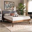 Bowery Hill King Size Light Gray Fabric Walnut Finished Platform Bed